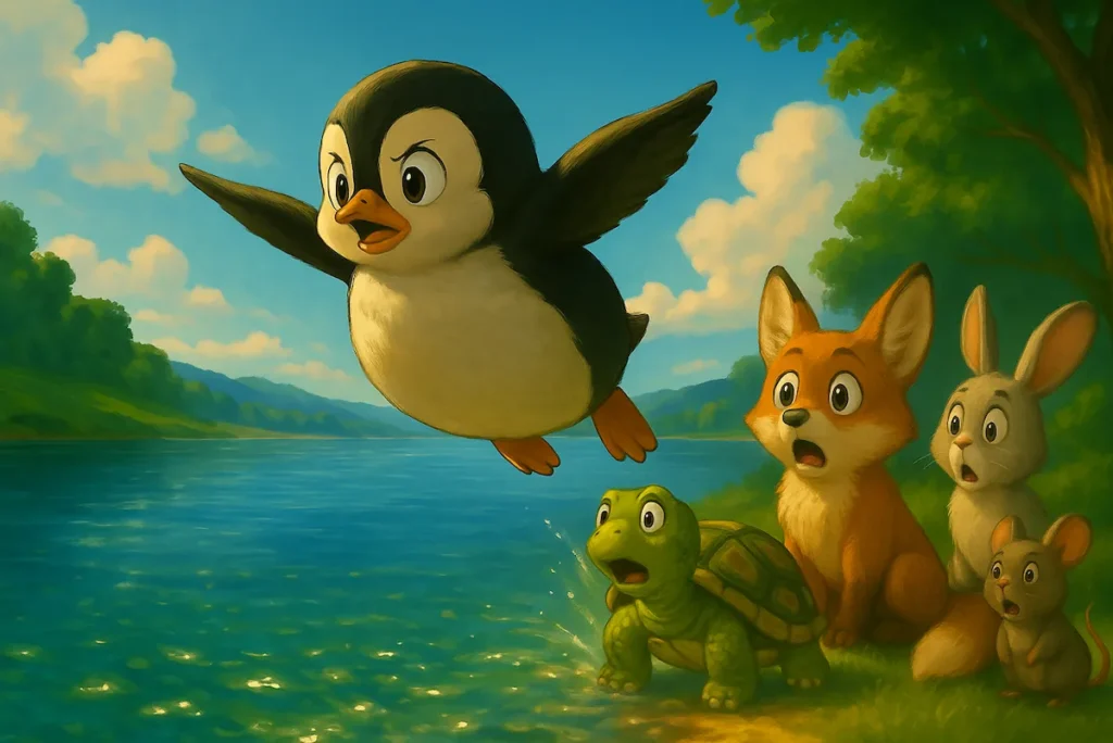 cuento infantil plof pinguino contra avestruz